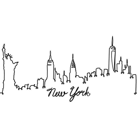 Squiggly New York White Modern Wood Framed Art Print by Prime, Marcus