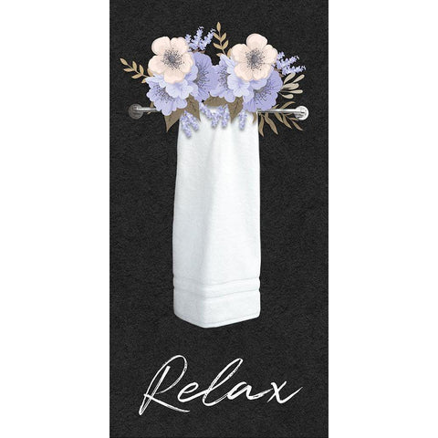 Relax Floral Towel Black Modern Wood Framed Art Print by Prime, Marcus
