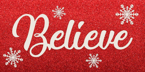 Sparkly Believe White Modern Wood Framed Art Print with Double Matting by Prime, Marcus