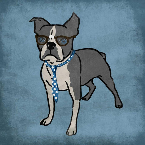 Nerdy Terrier Black Modern Wood Framed Art Print by Prime, Marcus