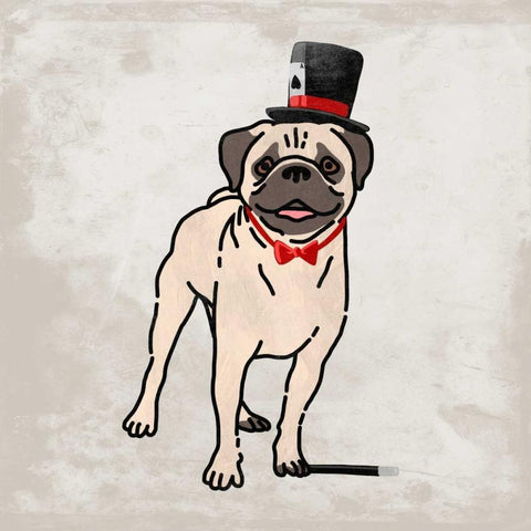 Magical Pug 2 Black Modern Wood Framed Art Print by Prime, Marcus