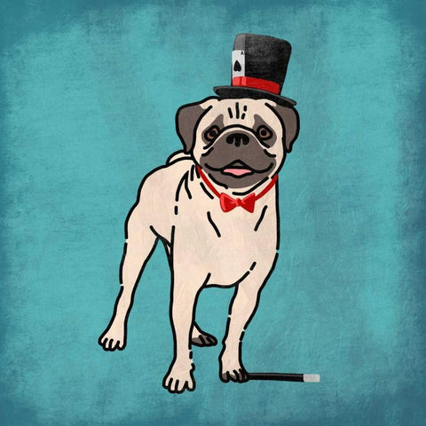 Magical Pug Black Modern Wood Framed Art Print by Prime, Marcus