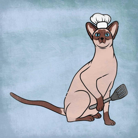 Siamese Cook Black Modern Wood Framed Art Print with Double Matting by Prime, Marcus