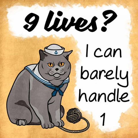 9 Lives White Modern Wood Framed Art Print with Double Matting by Prime, Marcus
