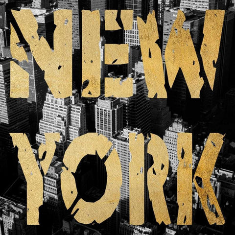 New York Shout Gold Ornate Wood Framed Art Print with Double Matting by Prime, Marcus