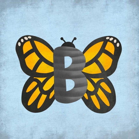 B Is For Butterfly Black Modern Wood Framed Art Print by Prime, Marcus