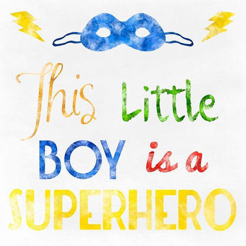Little Super Boy White Modern Wood Framed Art Print by Prime, Marcus