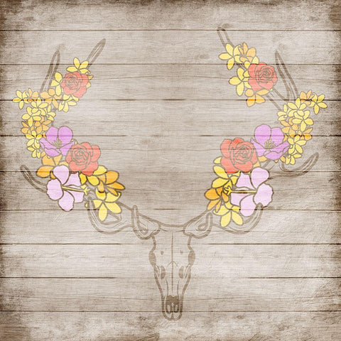 Antler Wooden Foliage Black Modern Wood Framed Art Print by Prime, Marcus
