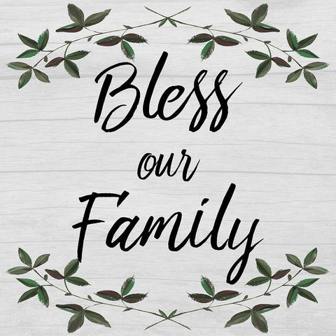 Bless Our Family White Modern Wood Framed Art Print with Double Matting by Prime, Marcus