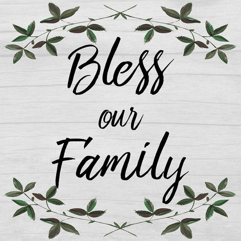 Bless Our Family Black Modern Wood Framed Art Print with Double Matting by Prime, Marcus