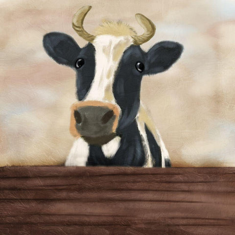 Lonely Cow White Modern Wood Framed Art Print with Double Matting by Prime, Marcus
