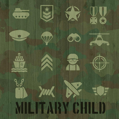 Military Child Black Ornate Wood Framed Art Print with Double Matting by Prime, Marcus