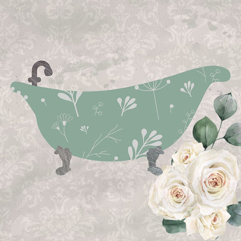 Carefree Bath 1 Black Ornate Wood Framed Art Print with Double Matting by Prime, Marcus