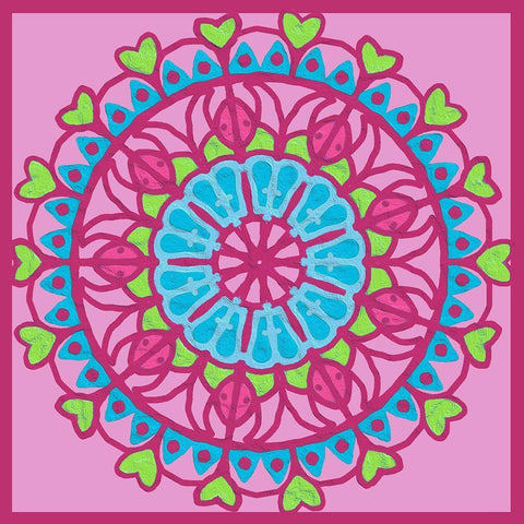 Fruity Mandala 1 Black Ornate Wood Framed Art Print with Double Matting by Prime, Marcus