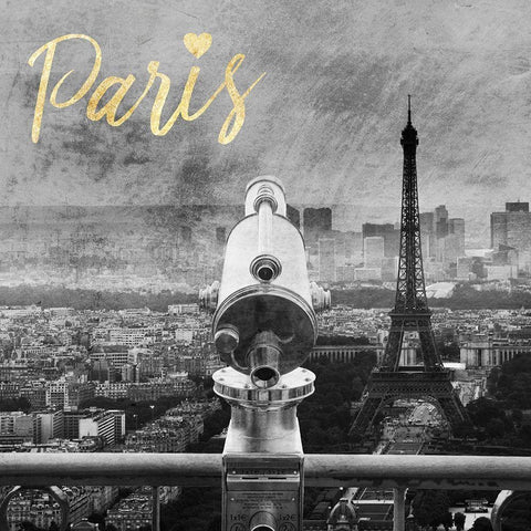 Paris Love 2 Black Modern Wood Framed Art Print with Double Matting by Prime, Marcus