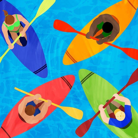 Kayak Traffic White Modern Wood Framed Art Print by Prime, Marcus