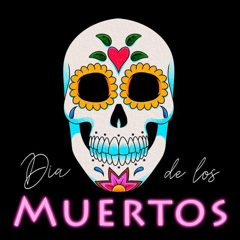 Dia De Los Muertos Black Modern Wood Framed Art Print with Double Matting by Prime, Marcus