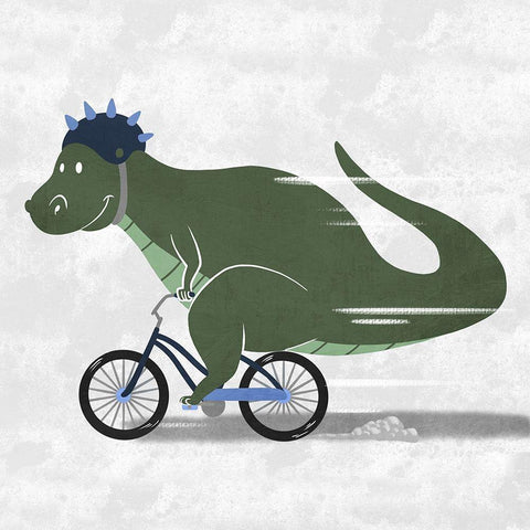 Racing Dino 2 Black Modern Wood Framed Art Print by Prime, Marcus