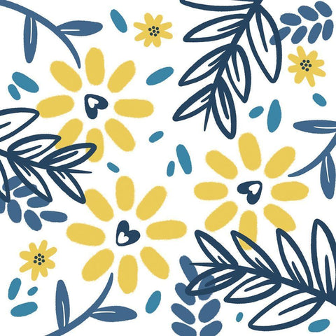 Flower Pattern 1 White Modern Wood Framed Art Print with Double Matting by Prime, Marcus