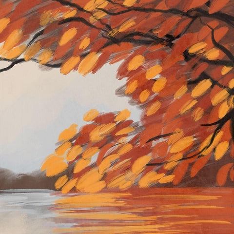 Autumn Chill White Modern Wood Framed Art Print with Double Matting by Prime, Marcus