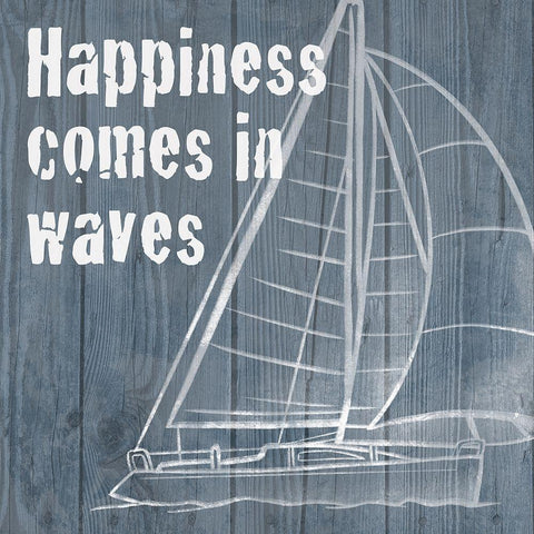 Happy Waves 1 White Modern Wood Framed Art Print by Prime, Marcus