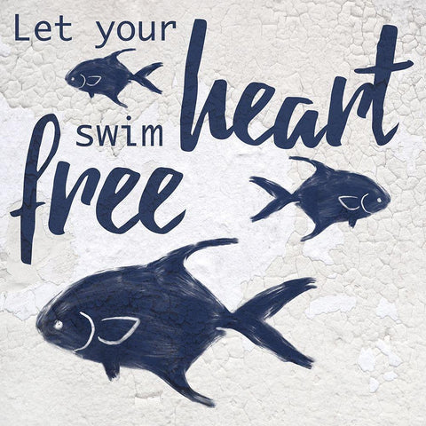 Swim Free 1 White Modern Wood Framed Art Print by Prime, Marcus