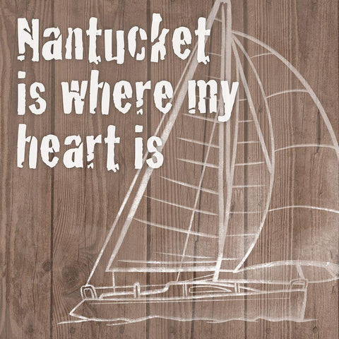 Nantucket Heart 1 White Modern Wood Framed Art Print with Double Matting by Prime, Marcus