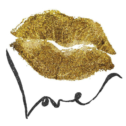 Love Lips Glitter Black Modern Wood Framed Art Print with Double Matting by Prime, Marcus