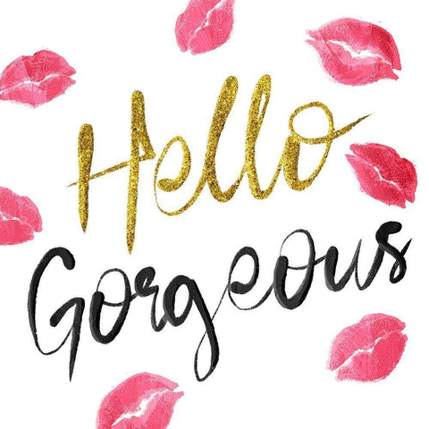 Hello Glitter Kiss Gold Ornate Wood Framed Art Print with Double Matting by Prime, Marcus