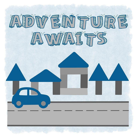 Adventure Awaits White Modern Wood Framed Art Print by Prime, Marcus