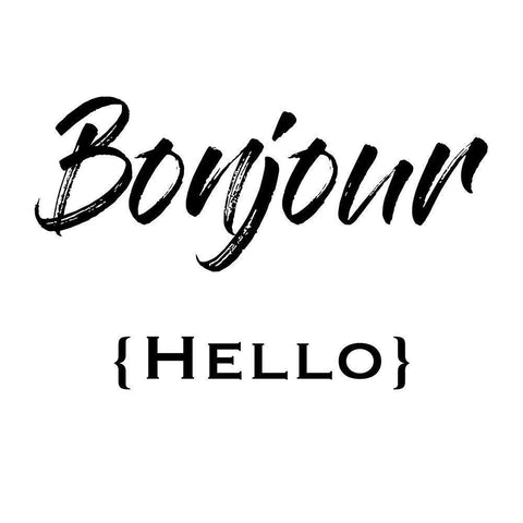 French Hello White Modern Wood Framed Art Print by Prime, Marcus