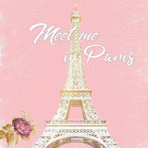 Meet In Paris White Modern Wood Framed Art Print with Double Matting by Prime, Marcus