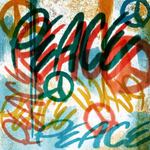 Peace Graffiti White Modern Wood Framed Art Print with Double Matting by Prime, Marcus
