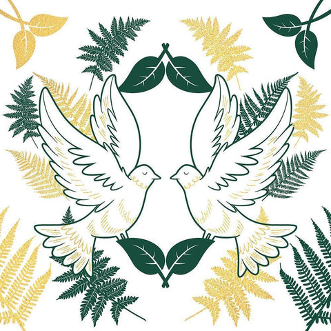 Loving Doves White Modern Wood Framed Art Print by Prime, Marcus