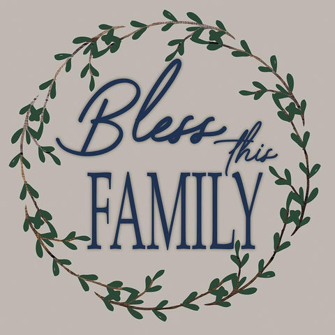 Bless This Family Gold Ornate Wood Framed Art Print with Double Matting by Prime, Marcus