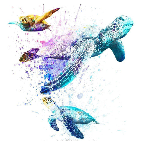 Splashing Turtles 2 Gold Ornate Wood Framed Art Print with Double Matting by Prime, Marcus