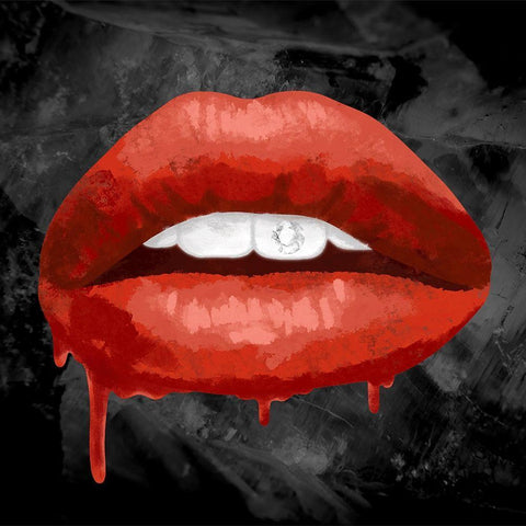 Iced Lips White Modern Wood Framed Art Print with Double Matting by Prime, Marcus