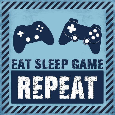 Eat Sleep Game White Modern Wood Framed Art Print by Prime, Marcus