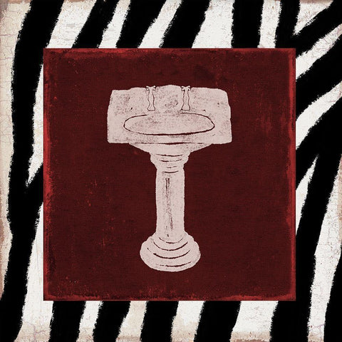 Crimson Safari Bath 1 White Modern Wood Framed Art Print by Prime, Marcus