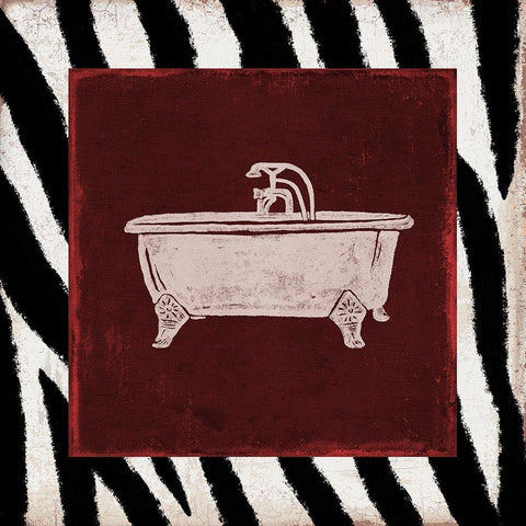 Crimson Safari Bath 3 White Modern Wood Framed Art Print with Double Matting by Prime, Marcus