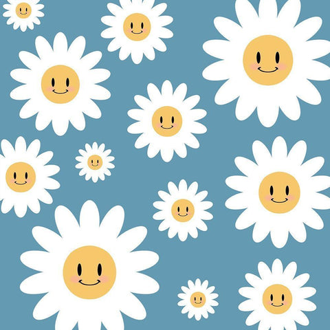 Happy Daisies White Modern Wood Framed Art Print by Prime, Marcus