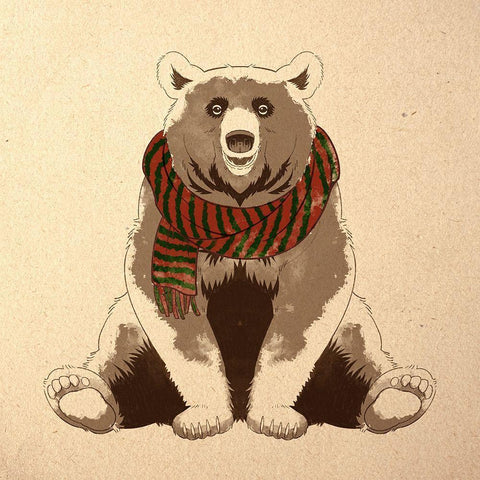 Festive Bear Black Ornate Wood Framed Art Print with Double Matting by Prime, Marcus