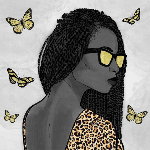 Leopard And Butterfly Fashion 3 White Modern Wood Framed Art Print by Prime, Marcus