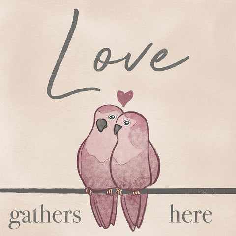 Love Gathers Gold Ornate Wood Framed Art Print with Double Matting by Prime, Marcus