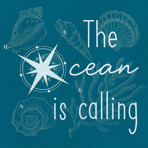 Calling Ocean White Modern Wood Framed Art Print by Prime, Marcus