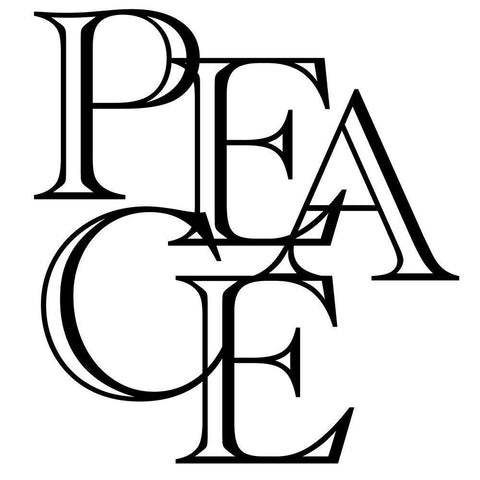 Peace Collage Black Ornate Wood Framed Art Print with Double Matting by Prime, Marcus