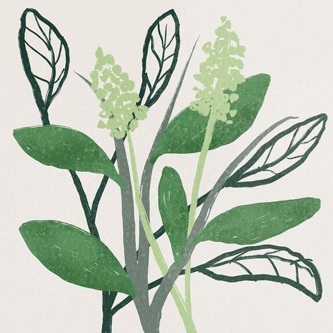 Intertwined Foliage 2 White Modern Wood Framed Art Print with Double Matting by Prime, Marcus