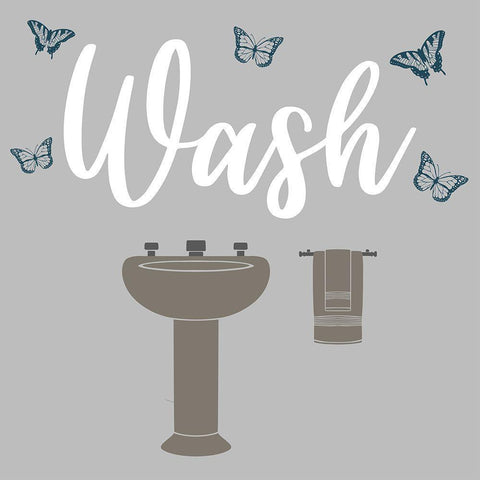 Butterfly Bath 2 White Modern Wood Framed Art Print by Prime, Marcus