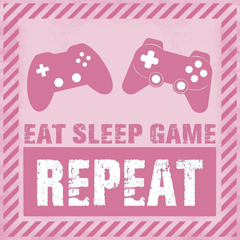 Eat Sleep Game Girl White Modern Wood Framed Art Print by Prime, Marcus