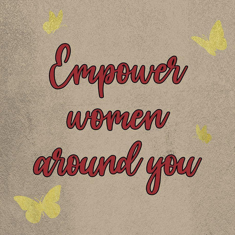Crimson Empower Women Gold Ornate Wood Framed Art Print with Double Matting by Prime, Marcus